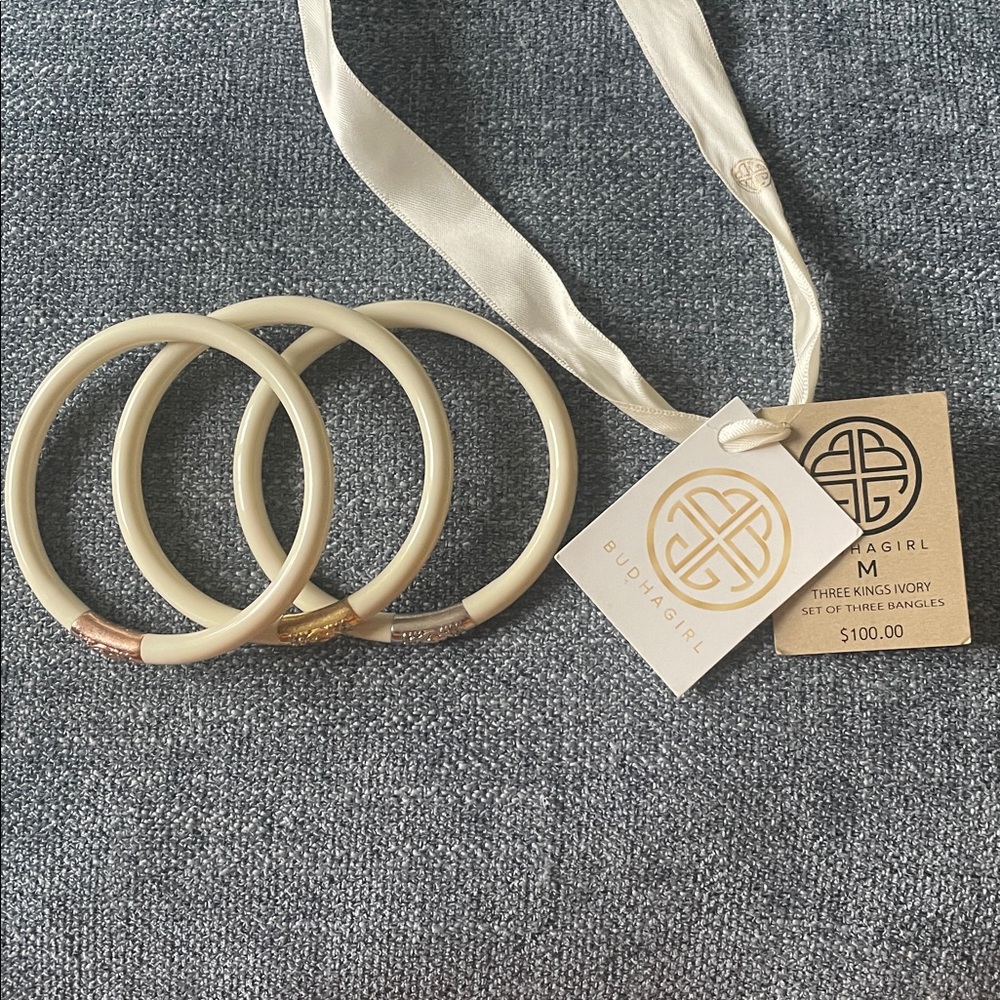 Budhagirl Ivory Three Kings Bangles Medium